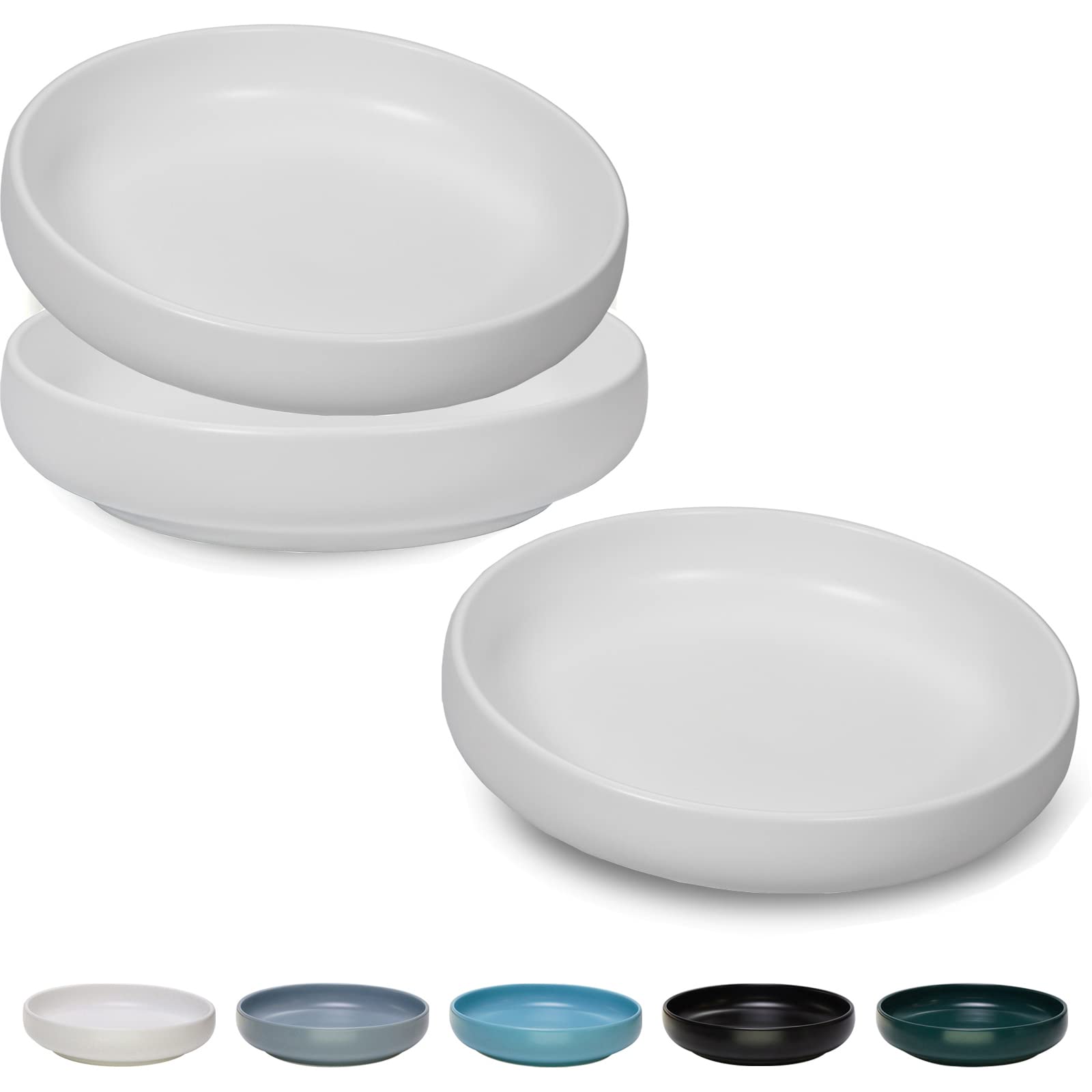 Ceramic Cat Bowls,Shallow Cat Dishes for Food and Water, 6 inch Matte Finish Wide Cat Food Bowl,Whisker Fatigue Free Pet Puppy K