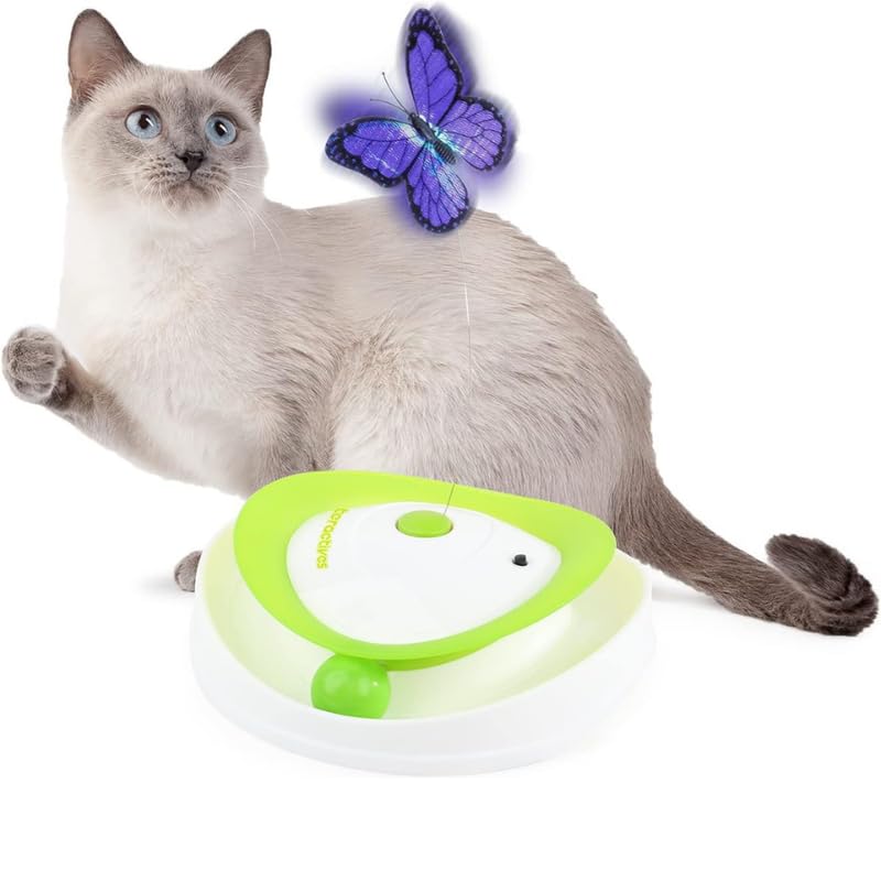 Dog Trust Interactive Motion Activate Cat Butterfly Toy, Indoor Interactive Play Teaser Cat Toy With 360Rotating Butterfly & Sen