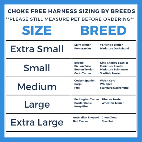 ChokeFree Velpro Mesh Pet Shoulder Harness Collar, 18, Blue