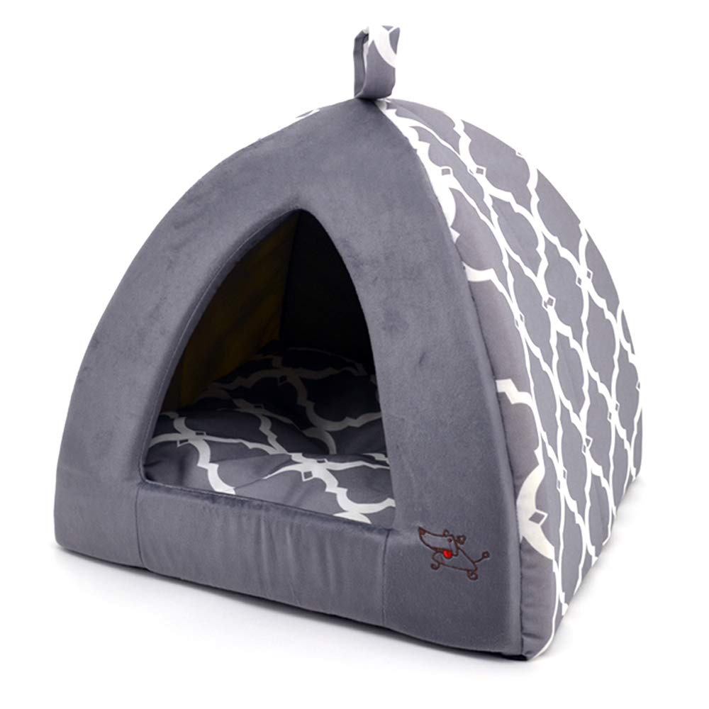 Pet Tent - Soft Bed For Dog And Cat By Best Pet Supplies - Gray Lattice, 19'' X 19'' X H:19''