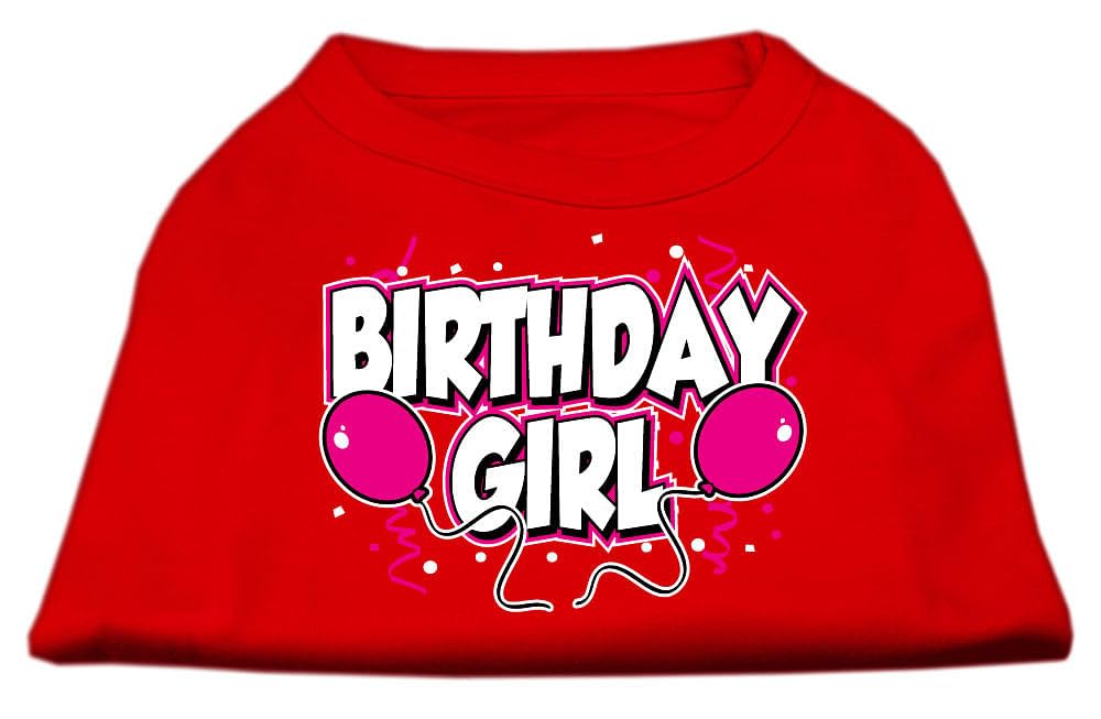 Pet Dog & Cat Shirt Screen Printed, &quot;Birthday Girl&quot; Red 3XL (25-35 lbs.)