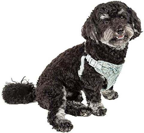 Pet Life  Fidomite Mesh Reversible And Breathable Adjustable Dog Harness W/ Designer Bowtie, Blue / Grey  Small