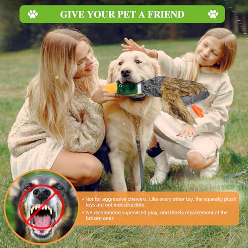 Wangstar Squeaky Dog Toy For Puppy Dogs Toys To Keep Them Busy Mallard Duck Stuffed Dog Toys For Medium Small Dogs, 16.5' Wild Duck