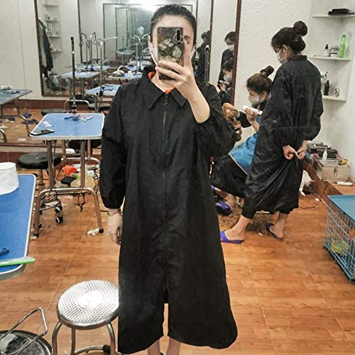 Grooming Smock, Long Length Pet Grooming Workwear With Pockets, Lightweight Anti Static Hairdresser Smock Barber Jacket