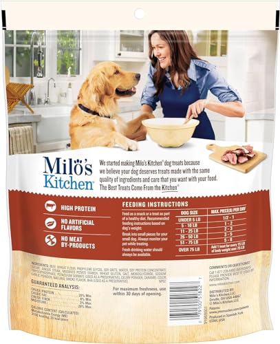 Milos Kitchen Homestyle Dog Treats, Steak Grillers, 18 Ounce, High Protein, No Artificial Flavors