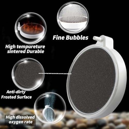 BLOTFISH Fish Tank Bubbler, 3.2 Inch Aquarium Air Stone Kit, Nano Quiet Oxygen Diffuser for 20-70 Gallon Tanks, High Dissolved O