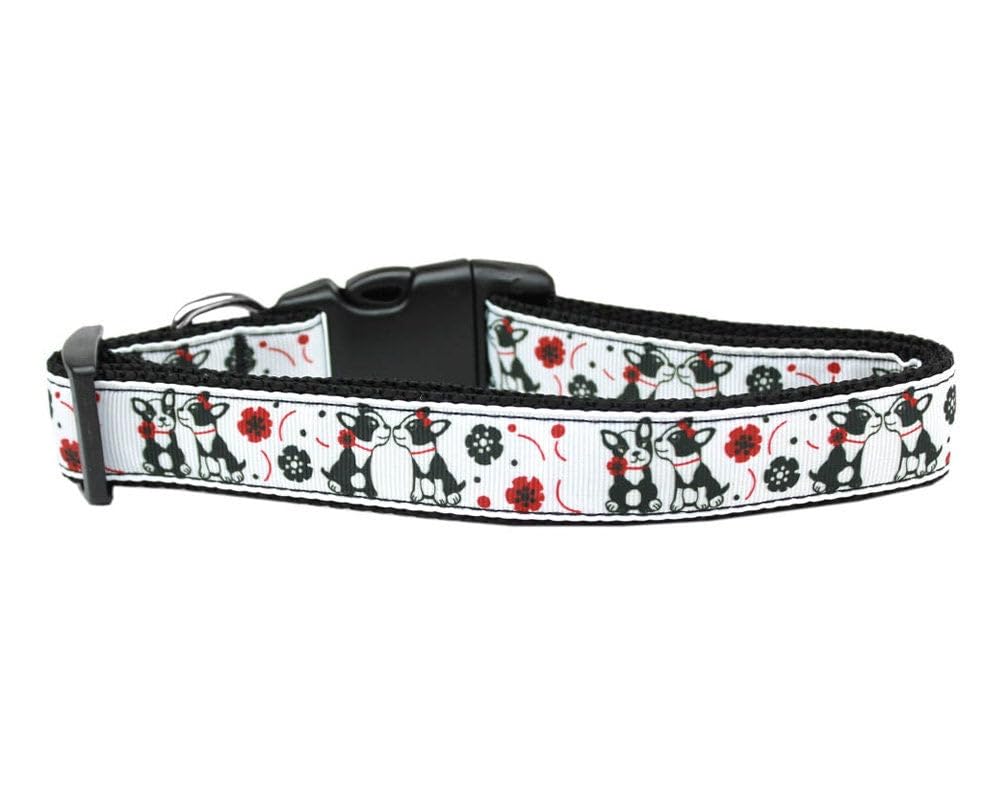 Pet Dog & Cat Nylon Collar or Leash, &quot;French Love&quot; MD Narrow Collar