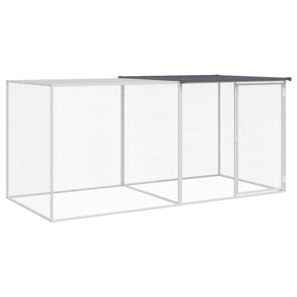 vidaXL Chicken coop with roof Galvanized steel Anthracite 203x98x90 cm