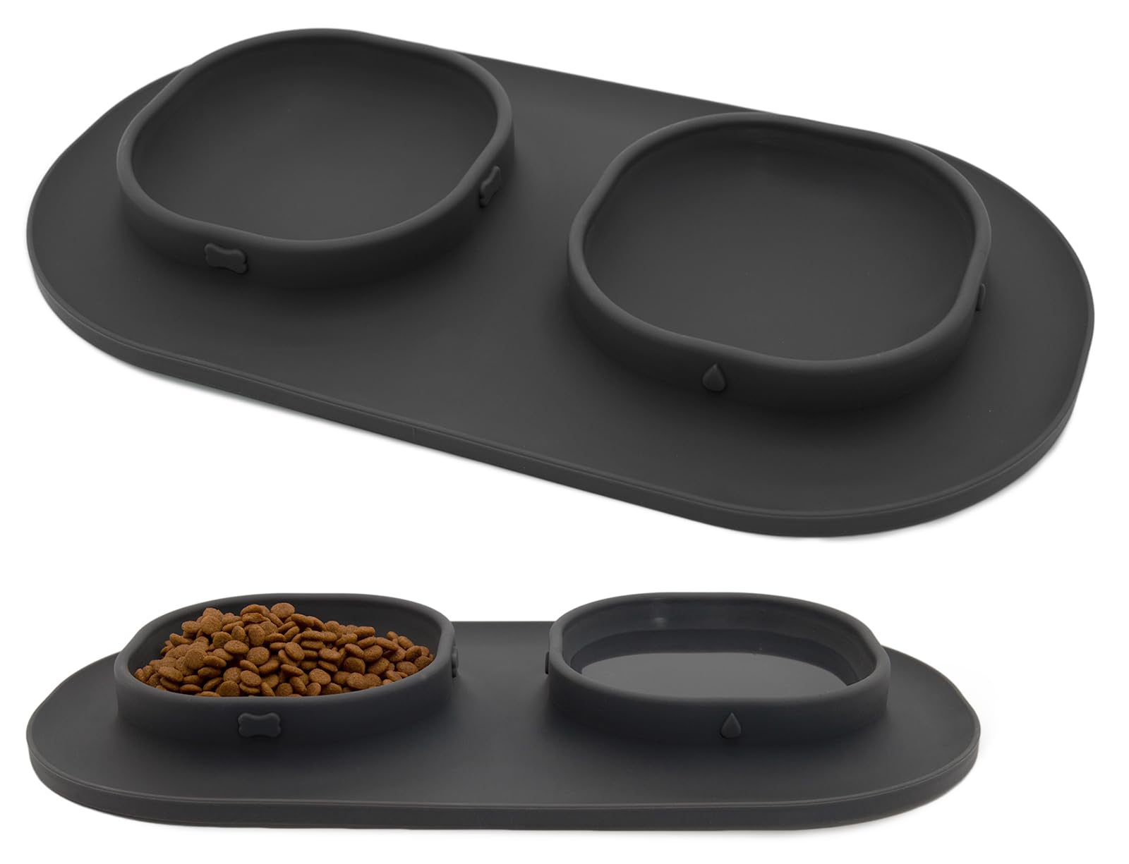 Dog Food Bowls Pet Bowls & Dog Water Bowls with No-Spill and Non-Skid, Feeder Bowls with Dog Bowl Mat for Small Medium Large Siz