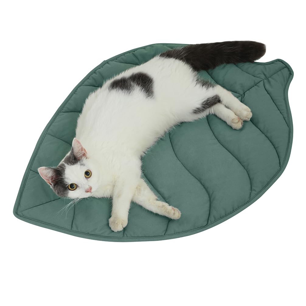 30 X 20 Inch Leaf Shaped Cotton Cat Bed Pad, Warming Cat Mat, Pet Warming Pad For Cats, Warmer Mat For Feral And Indoor Cats, 20