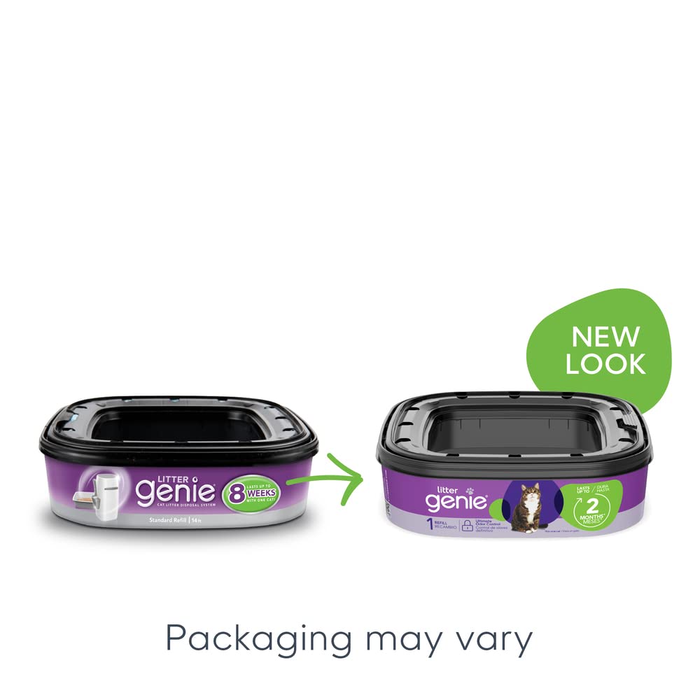 Litter Genie Refill Bags (1-Pack) | Multi-Layers Of Odor-Barrier Technology | 1 Square Refill Cartridge Lasts Up To 2 Months Per Cat