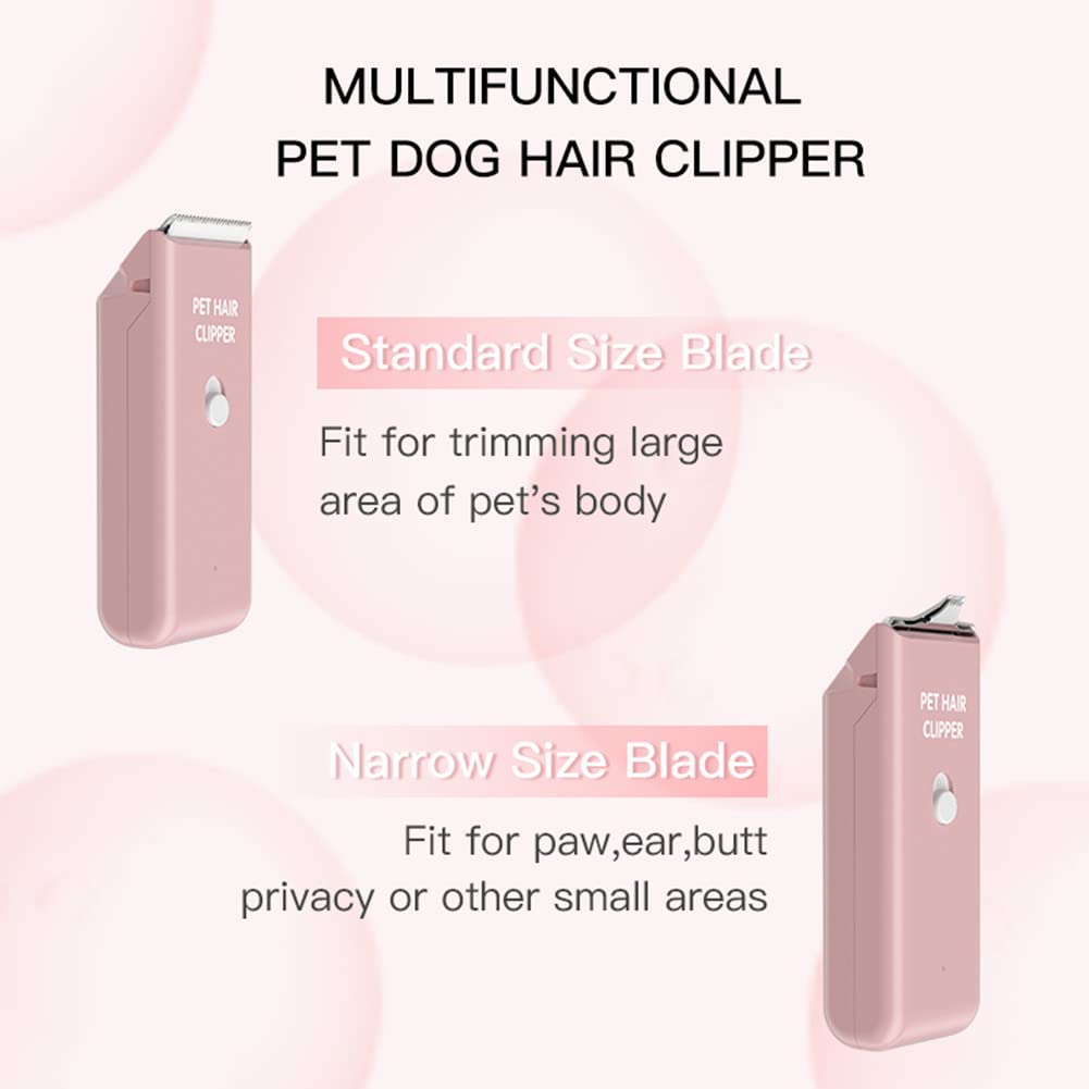Tileon Feet Hair Trimmer, Dog Clippers,Quiet Washable Usb Rechargeable Cordless Dog Grooming Kit,Electric Pets Hair Trimmers Shaver Shears For Dogs And Cats Pink