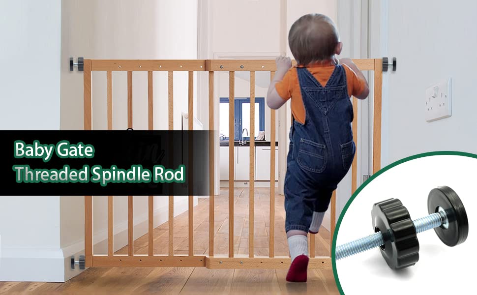 4 Pack 8MM Baby Gate Threaded Spindle Rod - 8CM short for Safety Pressure Gates