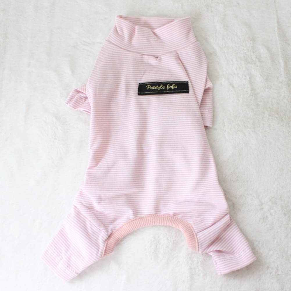 Hdwk&Hped Soft Cotton Dog Pajamas For All Seasons, Striped Pet Bottoming Jumpsuit For Small Dog Cat Puppy (#3, Thin Stripes Styl