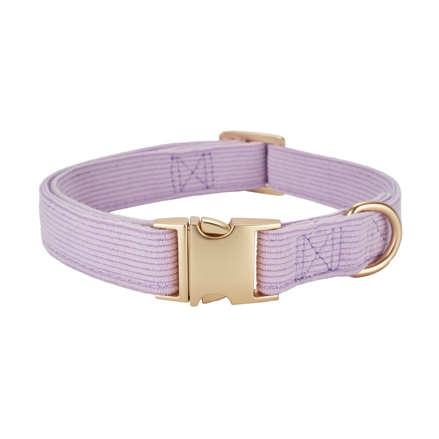 Petiry Soft Corduroy Fibric Dog Collar with High Grade Metal Buckle, for Medium Dogs.(Purple,Medium:12-19'')