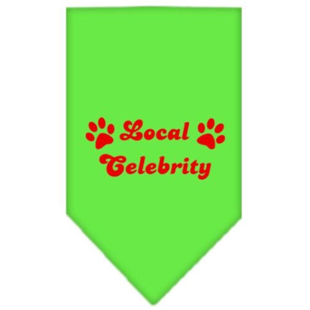 Pet and Dog Bandana Screen Printed, &quot;Local Celebrity&quot; Lime Green Large