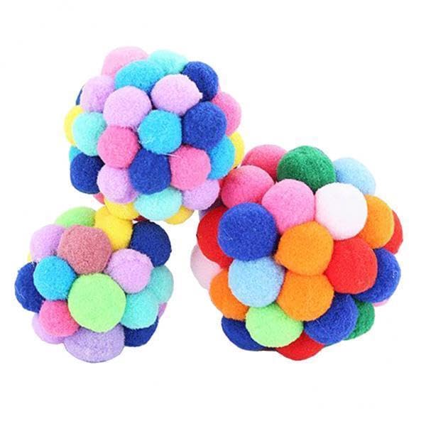 Ujeavette 6Xpet Kitten Colorful Ball Toys Cat Catch Exercise Interactive Play Toys S