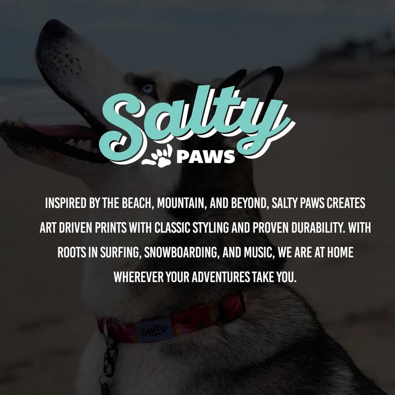 Salty Paws Tropical Dog Collar Beach, Boat, Fishing (Large Dog Collar Adj. 18''-26'' For Dogs 50-90 Lbs, Blue Floral Hawaiian Pr