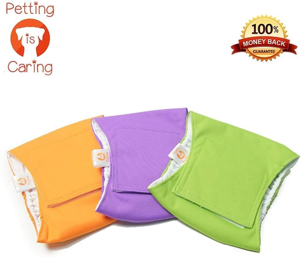 PETTING IS CARING Dog Diapers Male - Reusable Dog Belly Bands for Male Dogs, Pack of 3 - Males Dog Diapers, Puppy Diapers Male,
