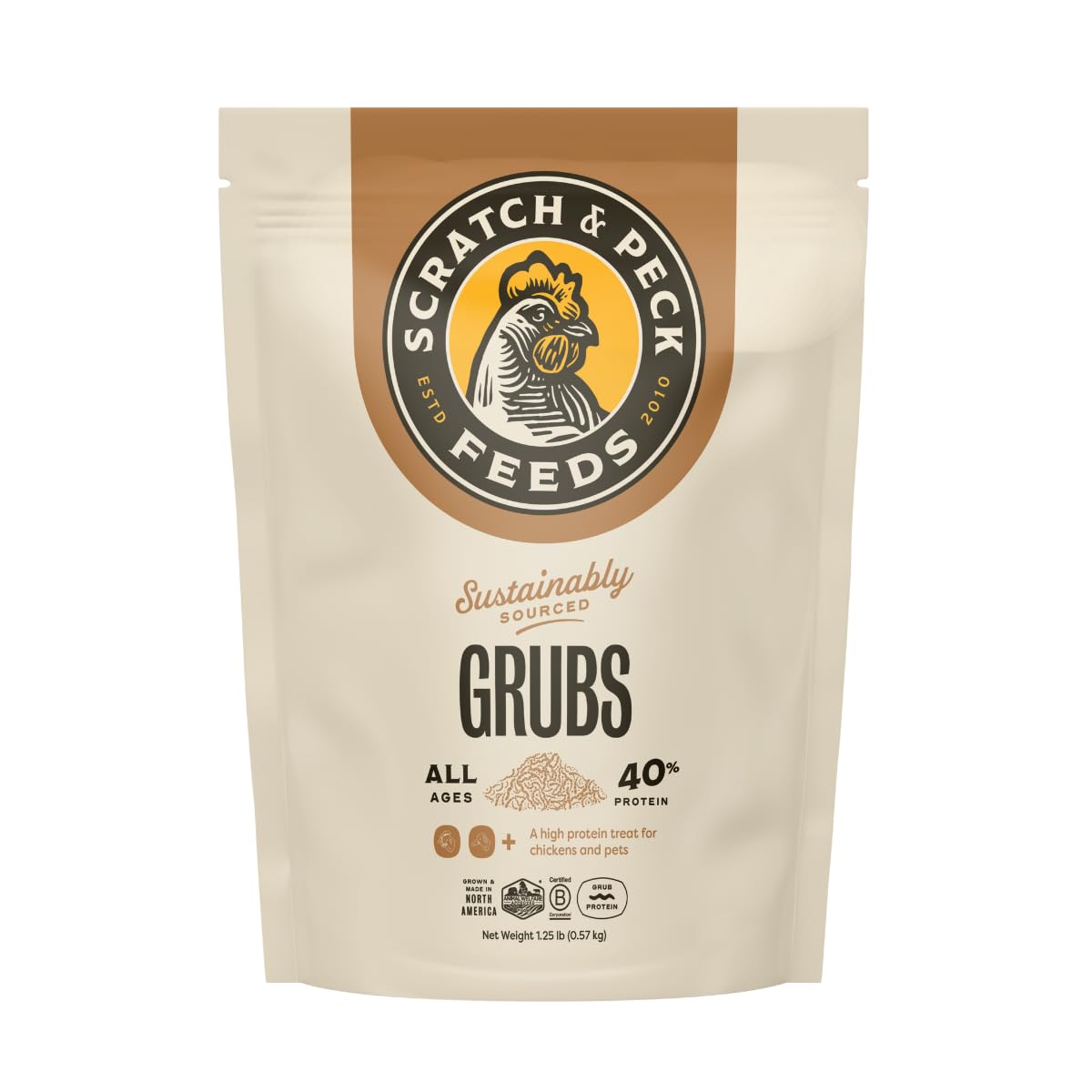 Scratch and Peck Feeds Cluckin Good Grubs for Chickens - Sustainably Grown in North America - Natural High Protein, Calcium Den