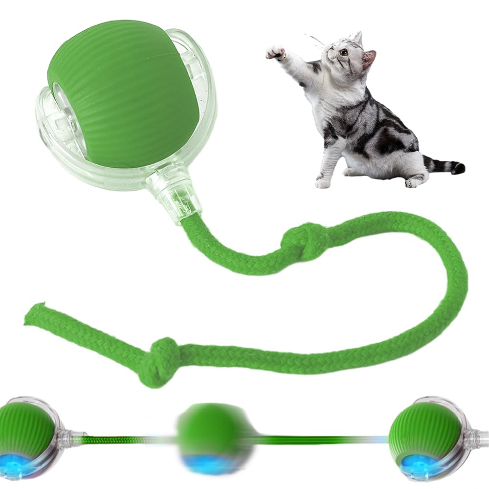 Chewie Viral Upgraded Interactive Cat Toy For Large Small Dogs, Chewy Doggie Ball With String, Automatic Rotating Ball (Green)
