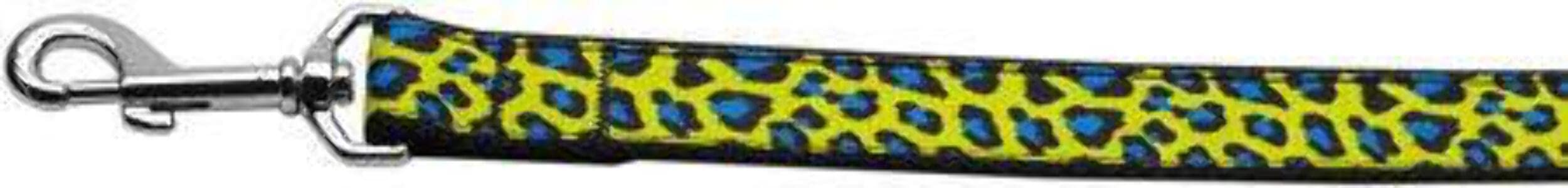 Pet Dog & Cat Nylon Collar or Leash, "Blue and Yellow Leopard Print" 5/8" w x 4 ft. leash