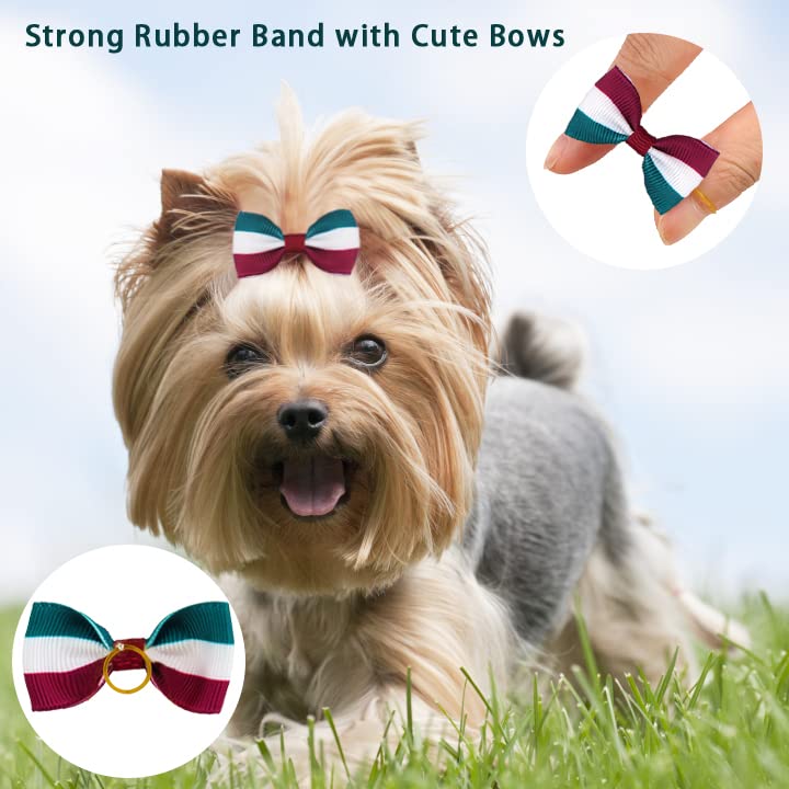 Yxiang 100Pcs Dog Bows, Cute Dog Hair Bows Yorkie Puppy Bows With Rubber Band Pet Grooming Bows Colored Polka Dot Dog Hair Acces