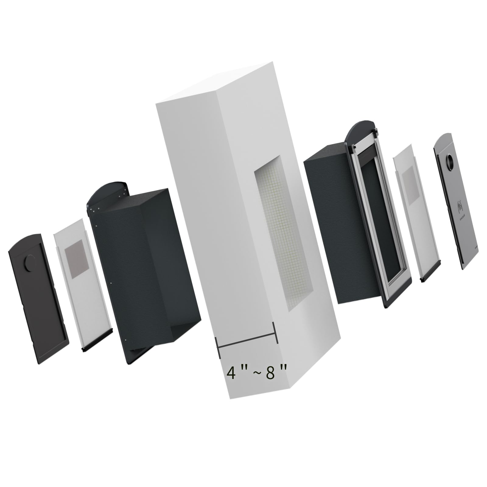 Freestanding Cat Door For Wall, Steel Frame Cat Doors With Telescoping Tunnel, Magnetic Double Flaps And 2 Security Lock Panels,