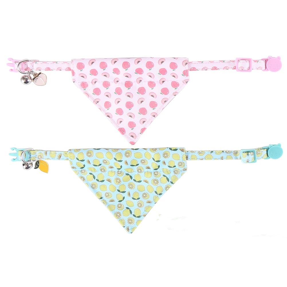 Cat Collar Breakaway With Cute Bandana And Bell Fruits Accessories For Kitty Adjustable Safety