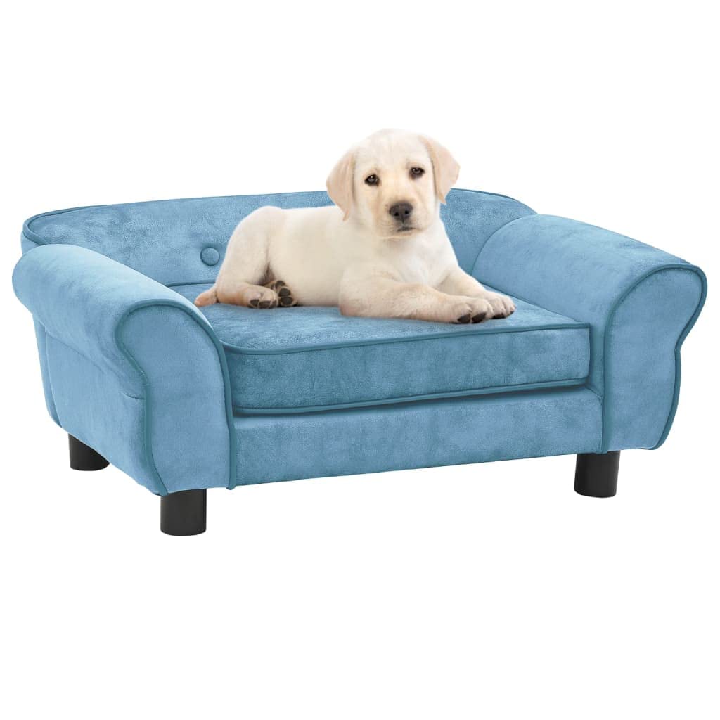 Vidaxl Small Dog Sofa/Cat Couch In Turquoise Plush With Anti-Slip Wooden Frame And Washable Cushion Cover For Poodle, Shih Tzu, And More
