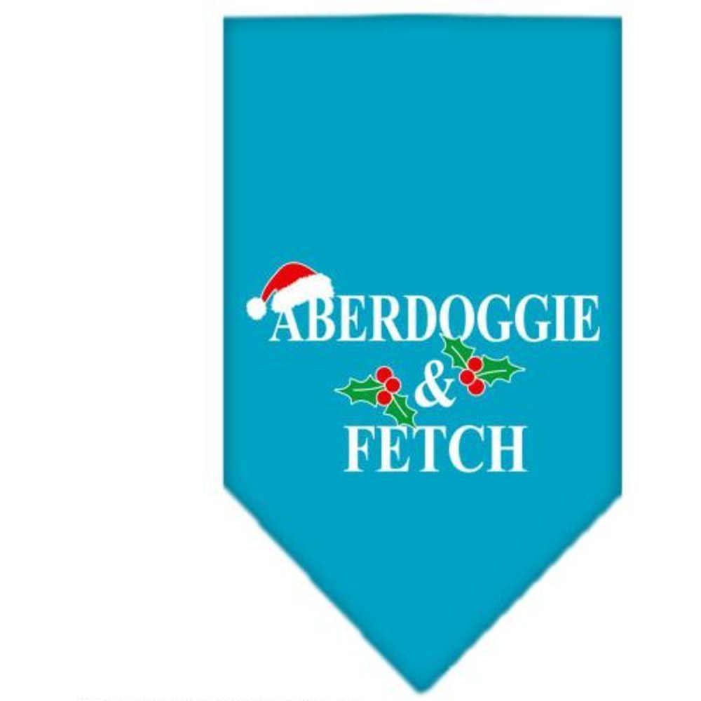 Christmas Pet and Dog Bandana Screen Printed, &quot;Aberdoggie Christmas&quot; Turquoise Large