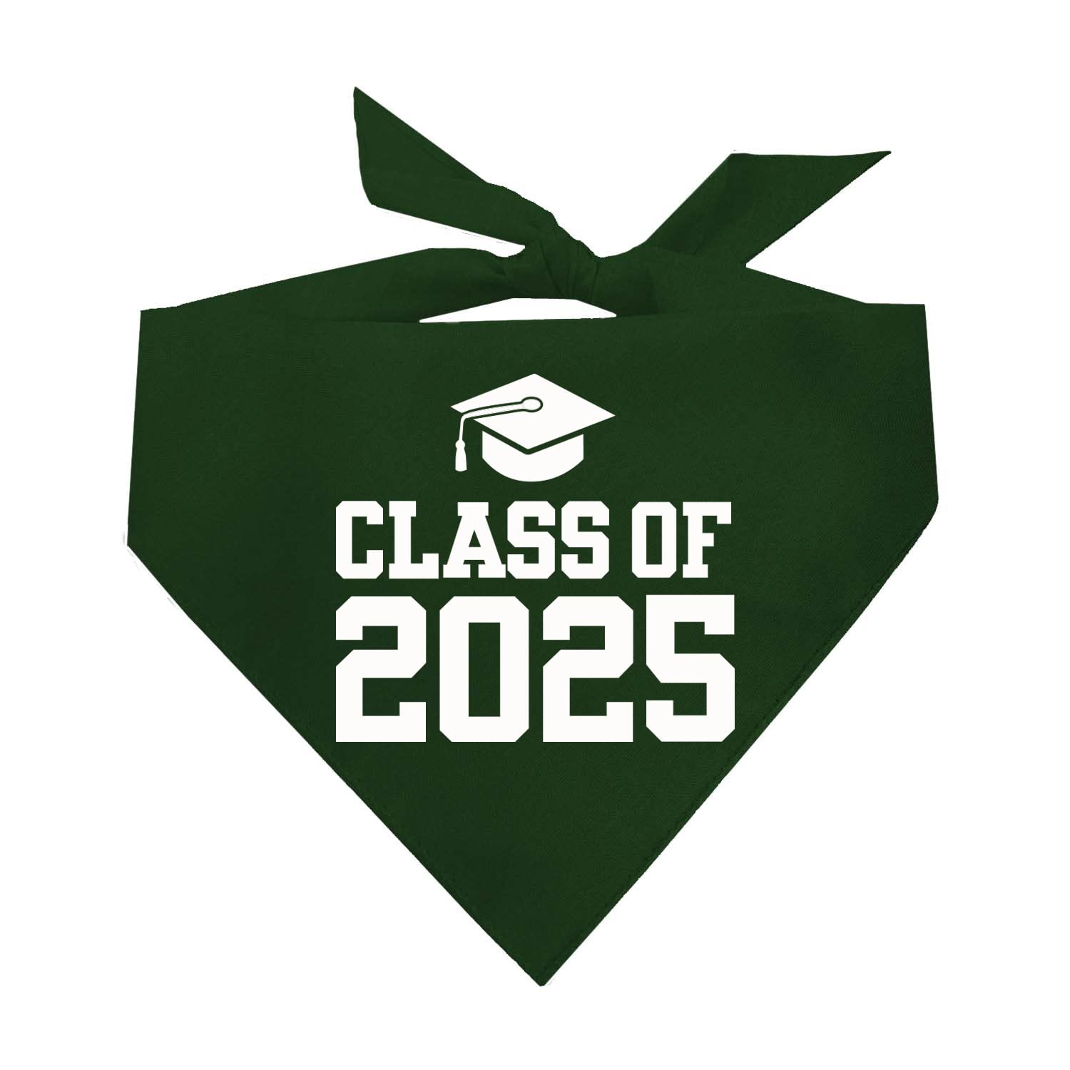 Class Of 2025 Dog Bandana | 100% Cotton Triangle | School Graduation Ceremony Party | Mom Dad Graduating Prop | 644 Dark Green, 
