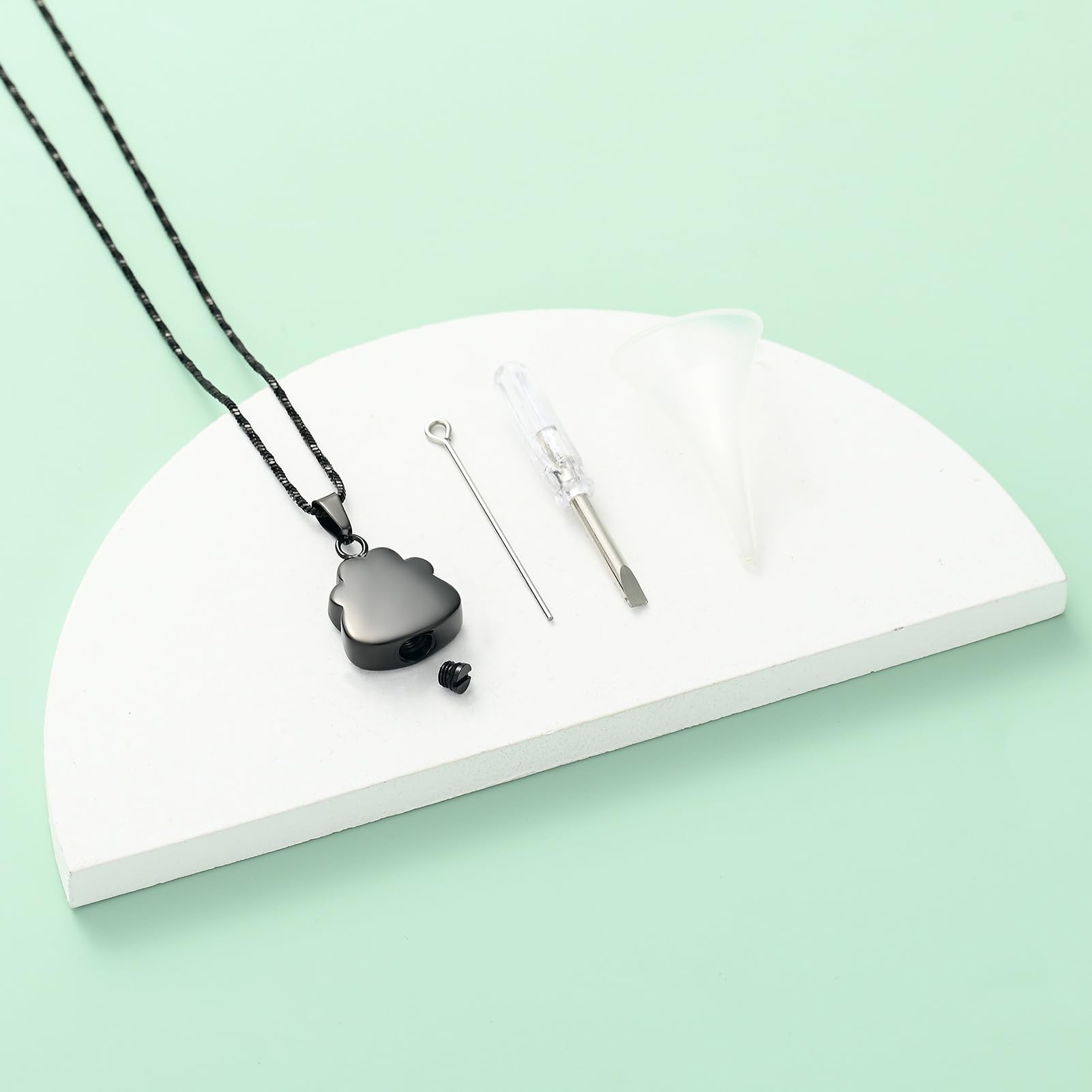 Yinplsmemory Paw Print Urn Necklace for Ashes for Pet Cremation Jewelry for Dog/Cat Ashes Keepsake Necklace Memorial Ash Holder