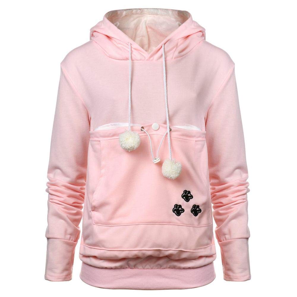 YYW Womens Pet Hoodies Pullover Sweatshirt Oversized Cat Hoodies Pet Holder Cat Dog Pouch Carriers (Dark Grey,XX-Large)