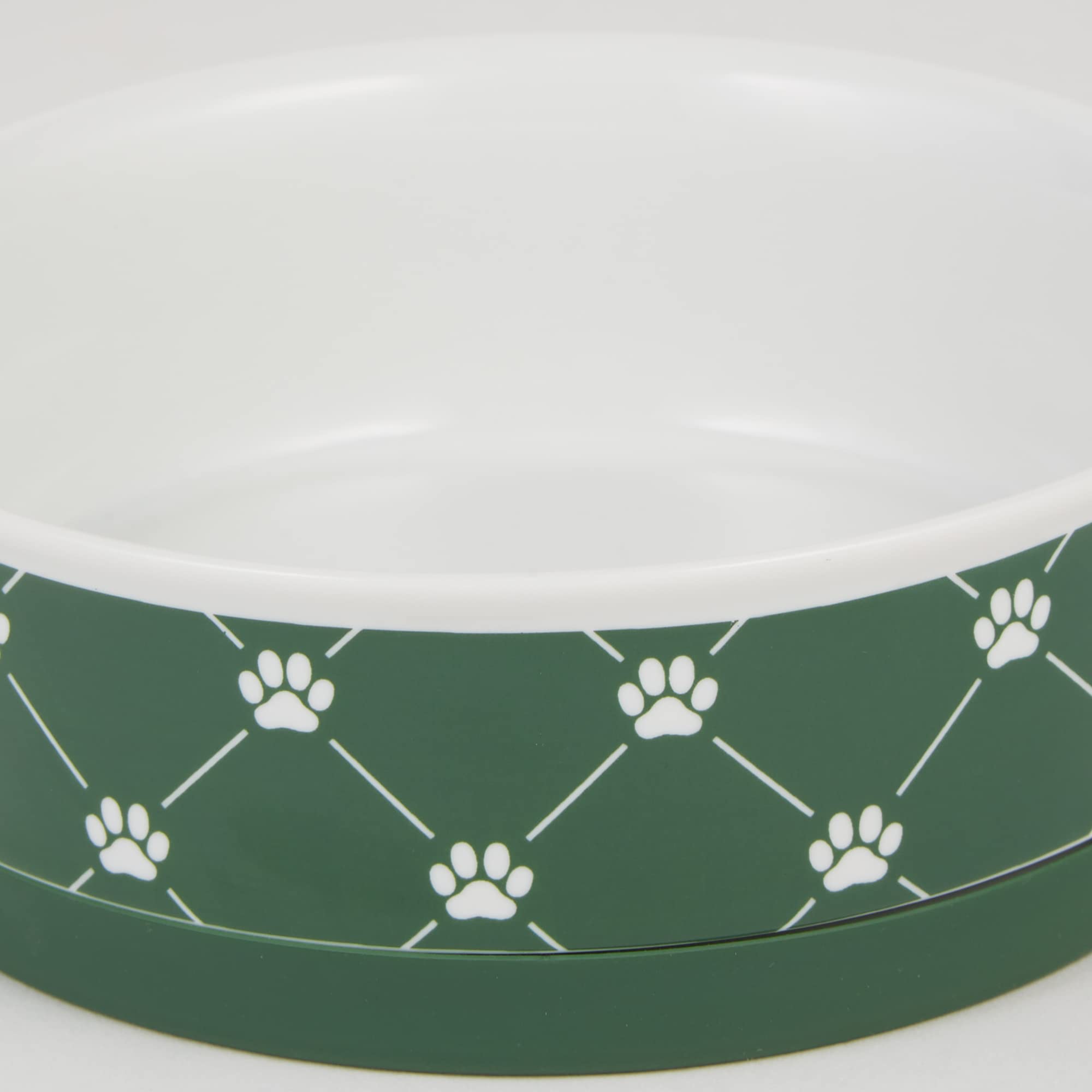 DII Pet Bowl Trellis Paw Hunter Green Medium 6Dx2H (Set of 2)