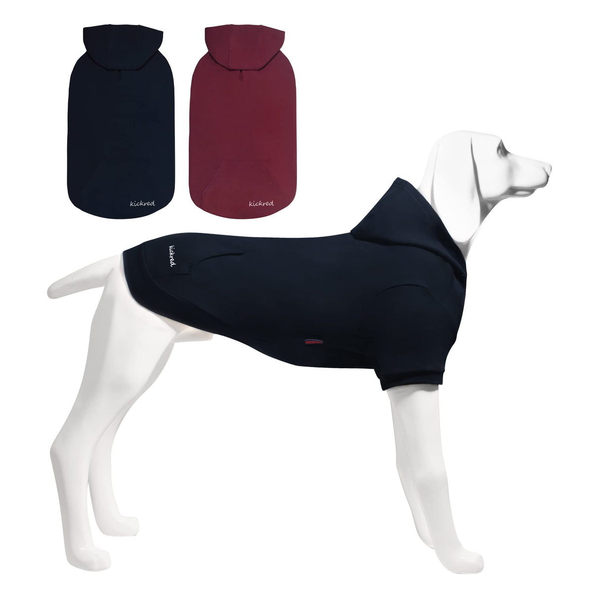 Kickred 2 Pieces Basic Cotton Dog Hoodie Sweater, Soft Pet Clothes Dog Sweatshirts, Dog Outfit Coat Pullover With Pocket And Leash Hole For Small Medium Large Dogs, M