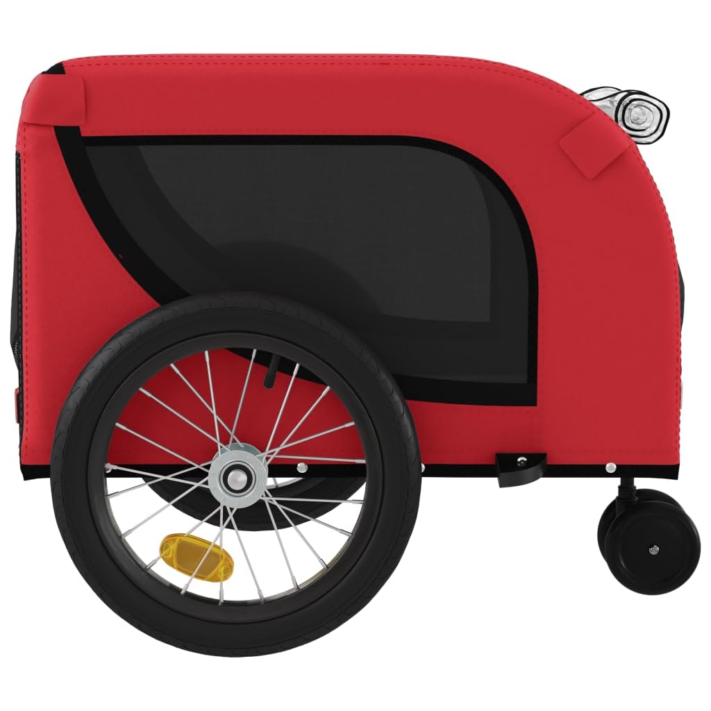 vidaXL Pet Bike Trailer - Red/Black, Oxford Fabric/Iron Frame, 49.2&quot;x24.8&quot;x26&quot;, 99.2 lb Capacity