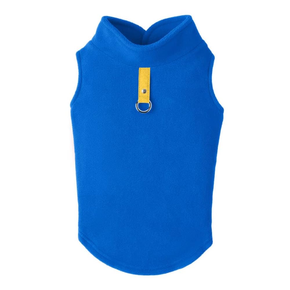 Gooby Fleece Vest Dog Sweater - Deep Blue, Small - Warm Pullover Fleece Dog Jacket With O-Ring Leash - Winter Small Dog Sweater Coat - Cold Weather Dog Clothes For Small Dogs Boy Or Girl
