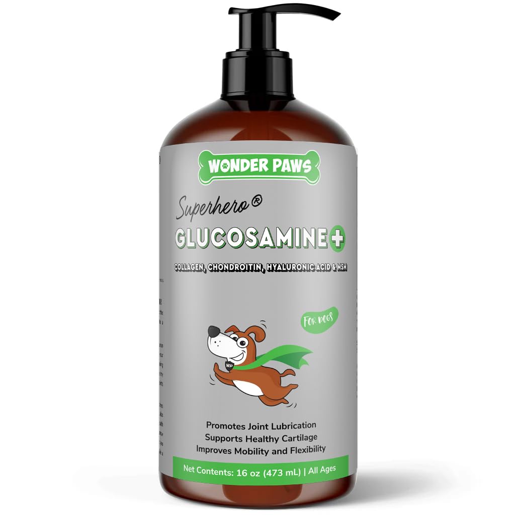 WONDER PAWS Premium Liquid Glucosamine for Dogs Strength Joint Support, Flexibility, Cartilage & Mobility - Hip and Joint Supple