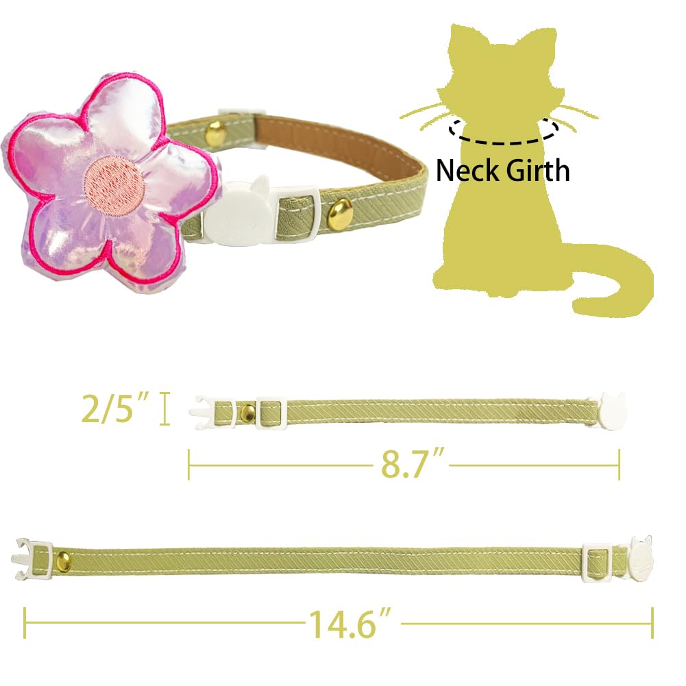 Icicecream Safety Breakaway Cat Collar With Adjustable Violet Flower, 1 Pack For Female, Male, Cat, Kitten, Small Dog