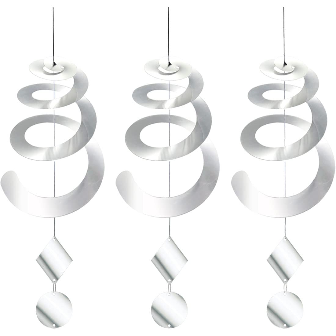 Chephon Bird Spiral Spinner Reflectors with Reflective Scare Discs - Decorative Bird Scare Device to Keep Birds Away Like Woodpe