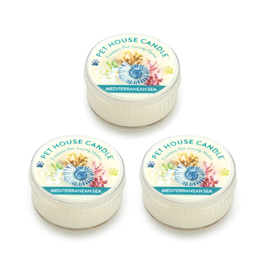 Pet House Mini Candles For Pet Odor Made With Natural Soy Wax, Plant Based, Dog And Cat Friendly Scented Candles, Mediterranean 