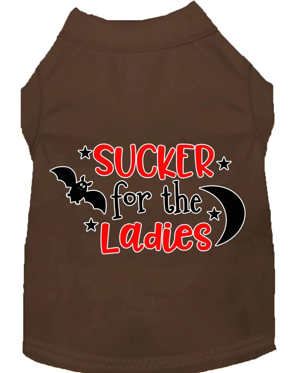 Pet Dog & Cat Shirt Screen Printed, &quot;Sucker For The Ladies&quot; Brown XL (14-20 lbs.)