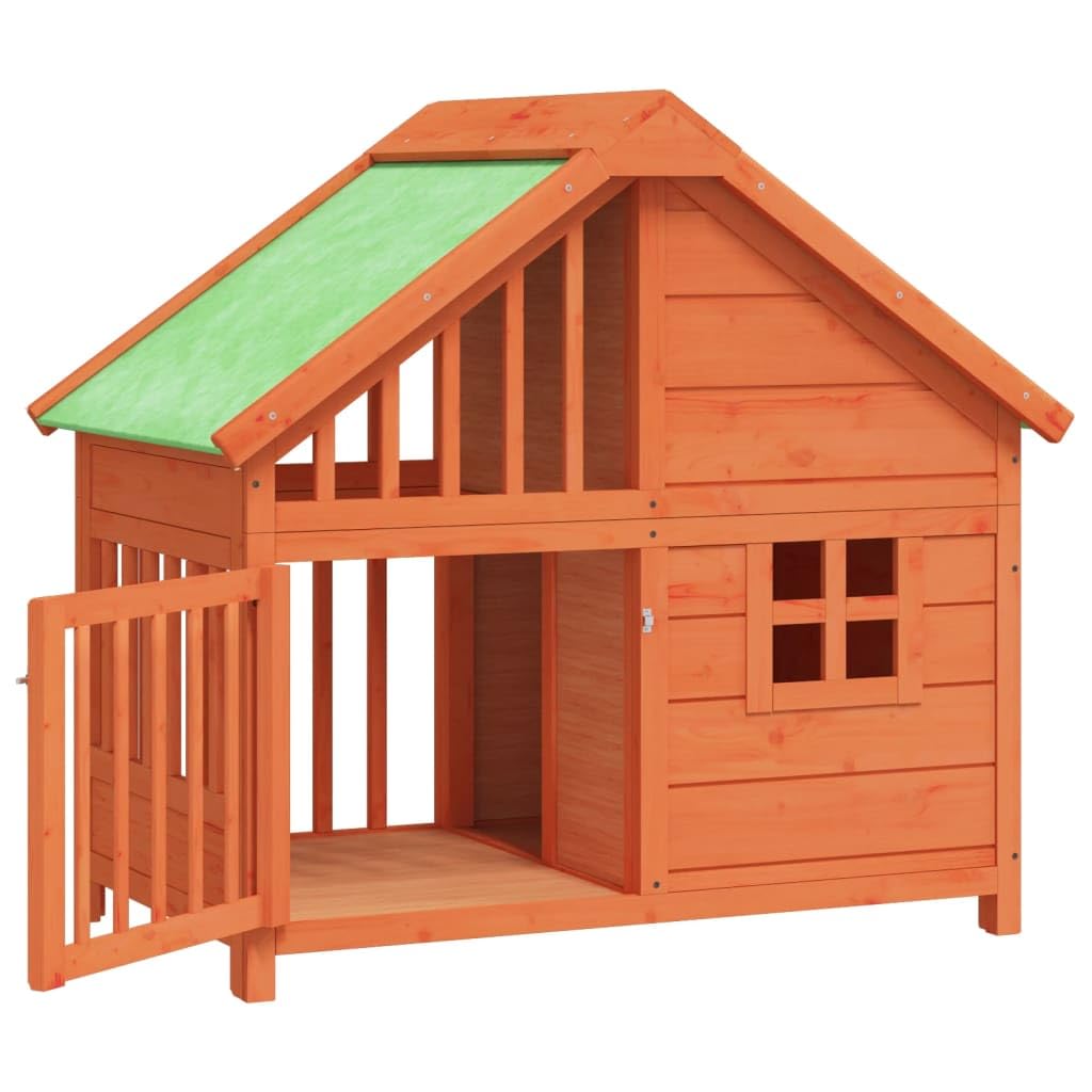 vidaXL Dog Kennel Outdoor Pet House Crate Cage with Roof - Solid Wood Pine, Water-Resistant, Large Entrance, 37.8"x23.8"x34.3"