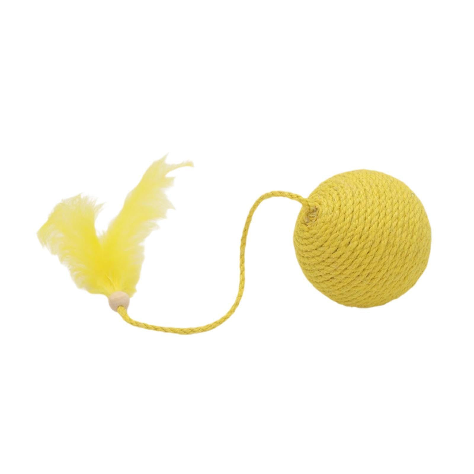 Cat Ball Toy Clawing Kitten Feline Play Exercise And Fun Interactive Yellow