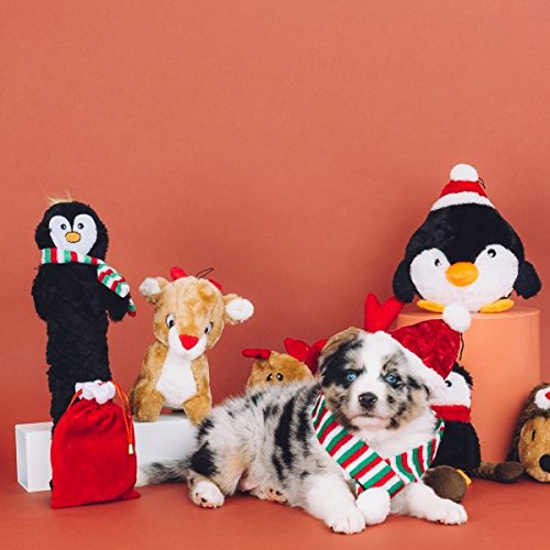 Zippypaws Jigglerz Christmas Dog Toy - Plush Squeaky Holiday Dog Gifts For Small & Medium Puppy Dogs, Durable Interactive Hide & Seek Stocking Stuffers For Pets - Penguin