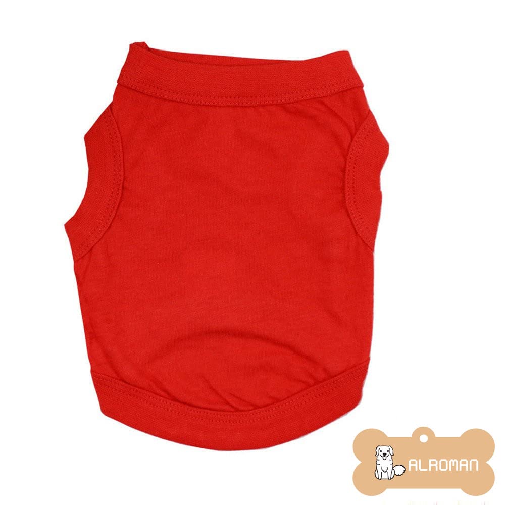 Alroman Dogs Shirts Red Vest Clothing For Dogs Cats Xs Dog Vacation Shirt Female Dog Clothing Puppy Summer Clothes Girl Cotton Summer Shirt Small Dog Cat Pet Clothes Vest T-Shirt Apparel