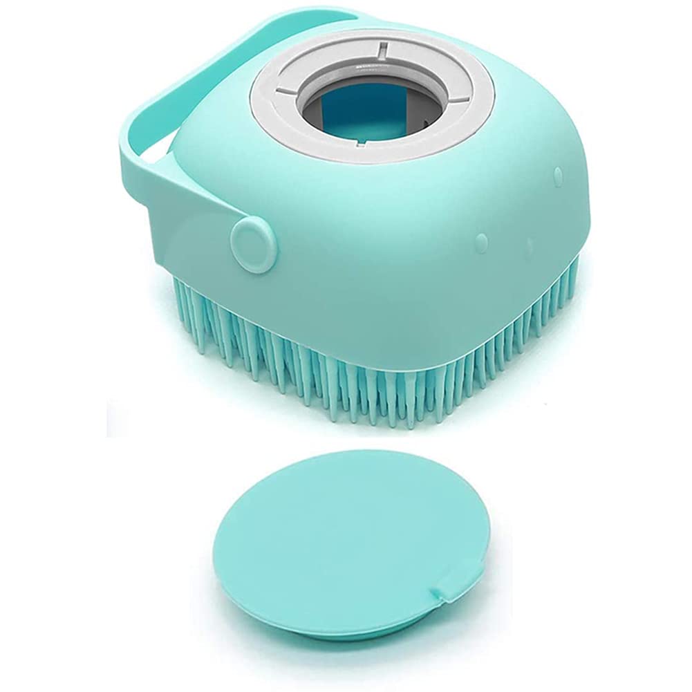 Surorain, Pet Dog Bath Brush Soft Silicone Dog Shampoo Brush, Brush Hair Fur Grooming Cleaning Brush Soft Shampoo Dispenser (Blu
