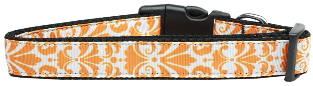 Pet Dog & Cat Nylon Collar, &quot;Damask&quot; *Available in 10 different colors!* Orange XL Collar