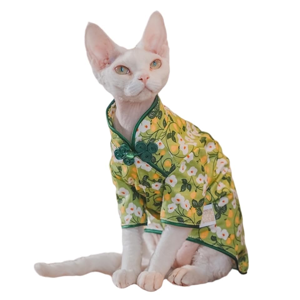 Traditional Culture Sphynx Hairless Cat Cotton T-Shirts Cat Clothes Pet Sweater Cat Vest Pet Clothes Kitten Shirts Cats & Small